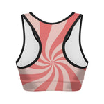 Pink Psychedelic Swirl Print Women's Sports Bra