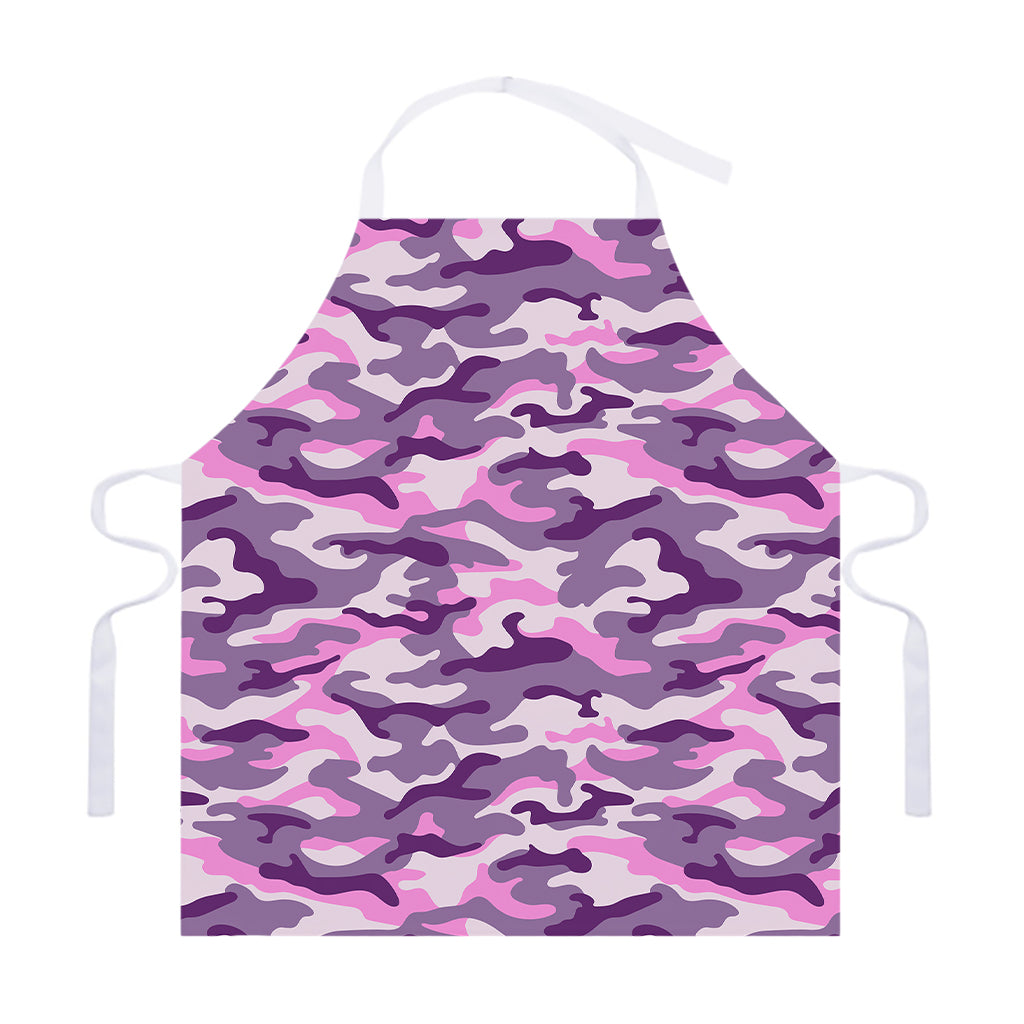 Pink Purple And Grey Camouflage Print Adjustable Apron