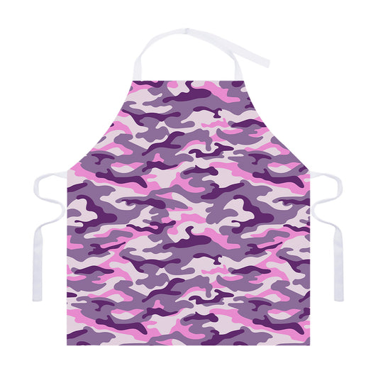 Pink Purple And Grey Camouflage Print Adjustable Apron