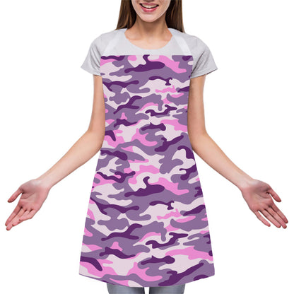 Pink Purple And Grey Camouflage Print Adjustable Apron
