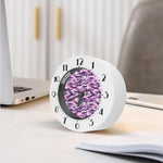 Pink Purple And Grey Camouflage Print Alarm Clock