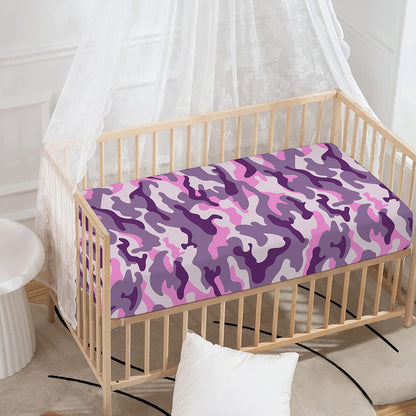 Pink Purple And Grey Camouflage Print Baby Crib Sheet
