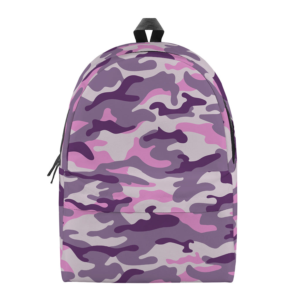 Pink Purple And Grey Camouflage Print Backpack
