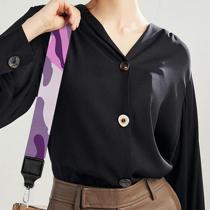 Pink Purple And Grey Camouflage Print Bag Strap