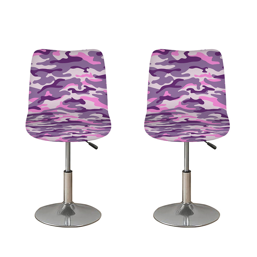 Pink Purple And Grey Camouflage Print Bar Stool Covers