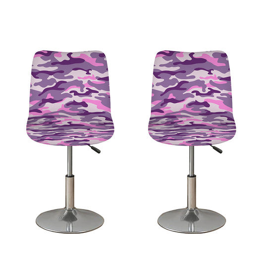 Pink Purple And Grey Camouflage Print Bar Stool Covers