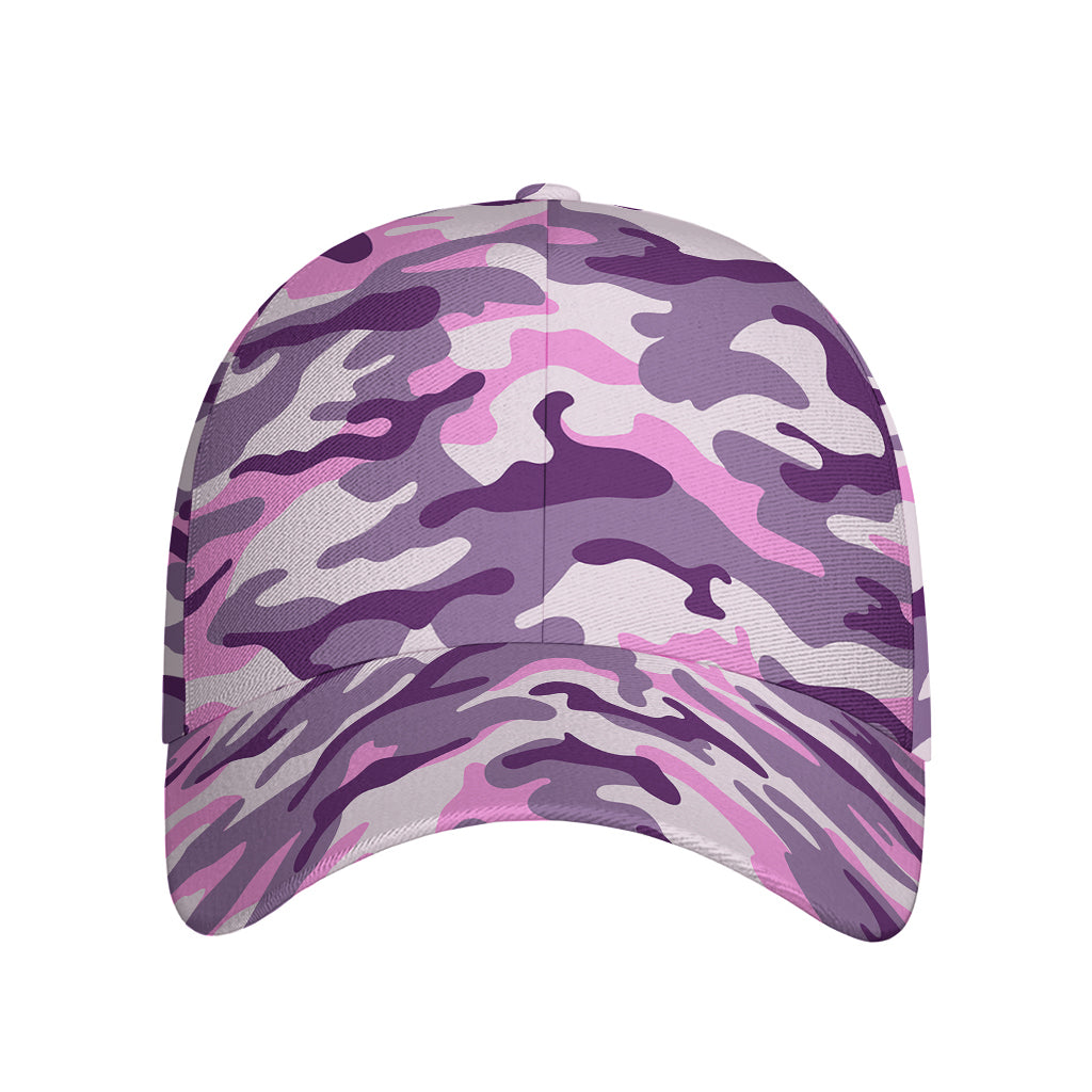 Pink Purple And Grey Camouflage Print Baseball Cap
