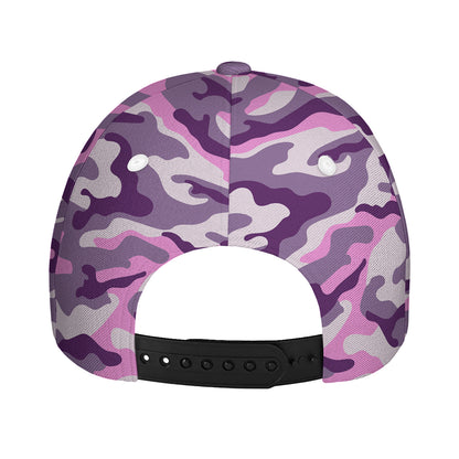 Pink Purple And Grey Camouflage Print Baseball Cap