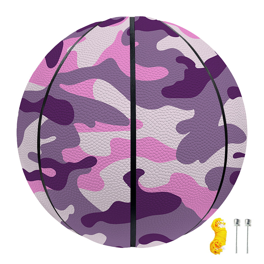 Pink Purple And Grey Camouflage Print Basketball