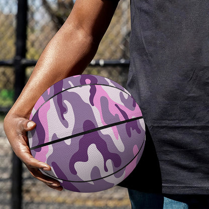 Pink Purple And Grey Camouflage Print Basketball