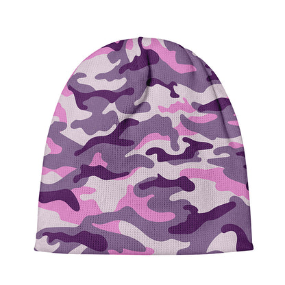 Pink Purple And Grey Camouflage Print Beanie