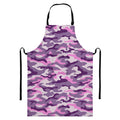 Pink Purple And Grey Camouflage Print Bib Apron With Pocket
