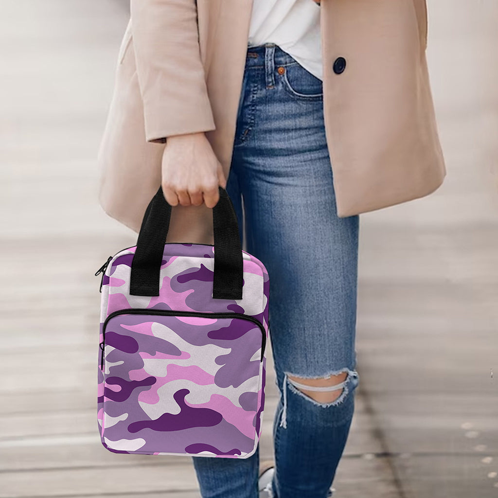 Pink Purple And Grey Camouflage Print Bible Tote Bag
