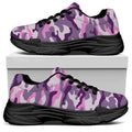 Pink Purple And Grey Camouflage Print Black Chunky Shoes