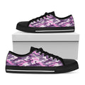 Pink Purple And Grey Camouflage Print Black Low Top Sneakers