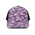 Pink Purple And Grey Camouflage Print Black Mesh Trucker Hat