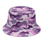 Pink Purple And Grey Camouflage Print Bucket Hat