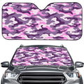 Pink Purple And Grey Camouflage Print Car Windshield Sun Shade
