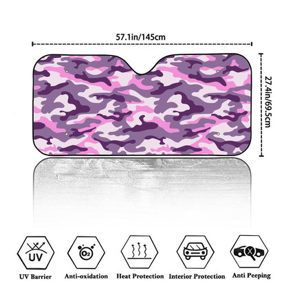 Pink Purple And Grey Camouflage Print Car Windshield Sun Shade