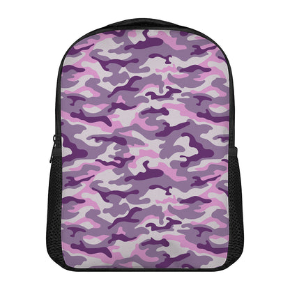 Pink Purple And Grey Camouflage Print Casual Backpack