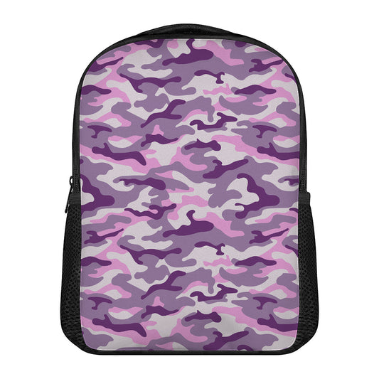 Pink Purple And Grey Camouflage Print Casual Backpack