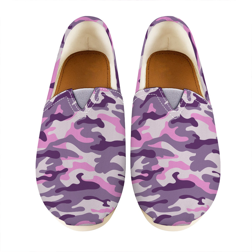 Pink Purple And Grey Camouflage Print Casual Shoes