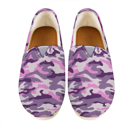 Pink Purple And Grey Camouflage Print Casual Shoes