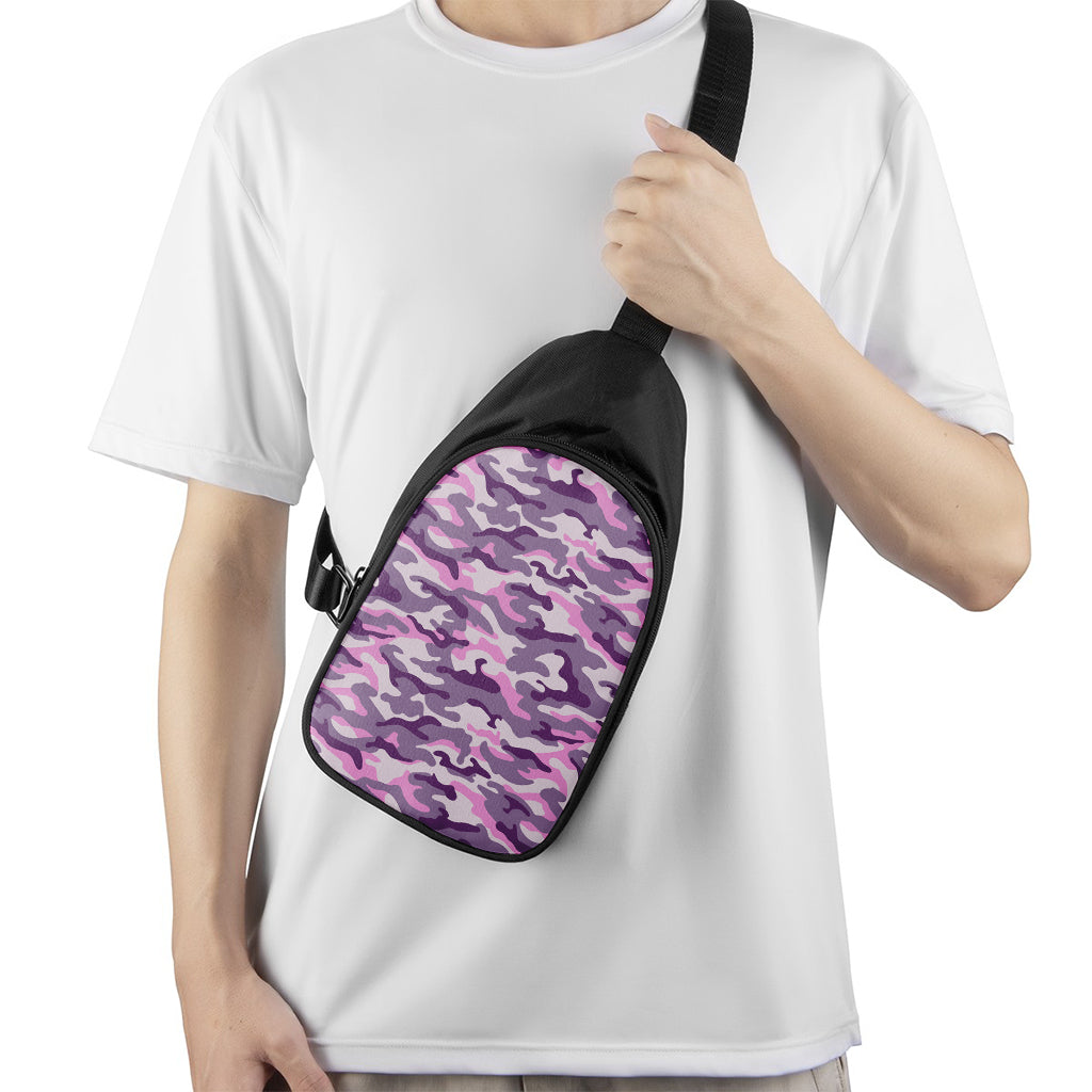 Pink Purple And Grey Camouflage Print Chest Bag