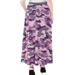 Pink Purple And Grey Camouflage Print Chiffon Maxi Skirt