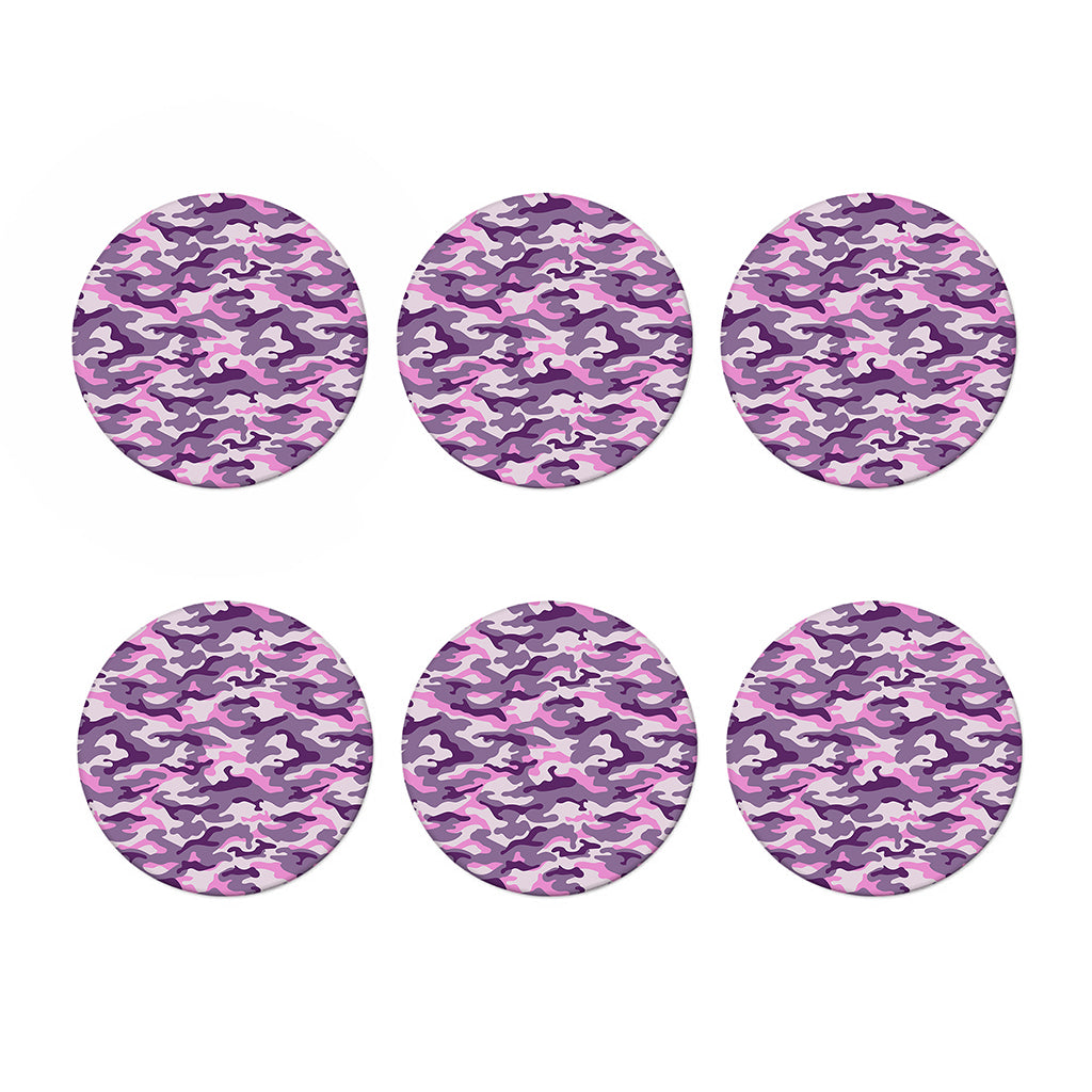 Pink Purple And Grey Camouflage Print Coaster Set