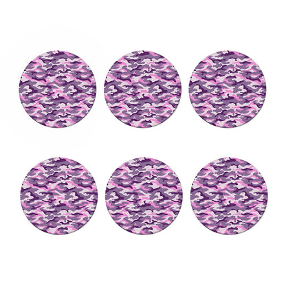 Pink Purple And Grey Camouflage Print Coaster Set