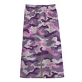 Pink Purple And Grey Camouflage Print Cotton Front Slit Maxi Skirt