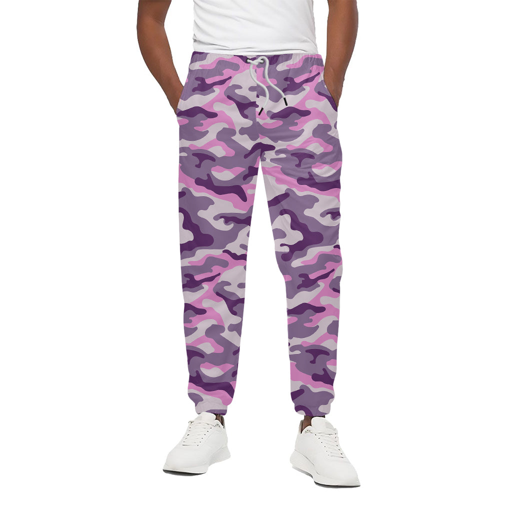Pink Purple And Grey Camouflage Print Cotton Pants