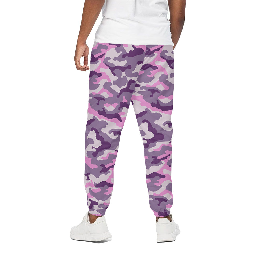 Pink Purple And Grey Camouflage Print Cotton Pants