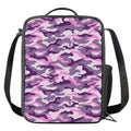 Pink Purple And Grey Camouflage Print Crossbody Lunch Bag