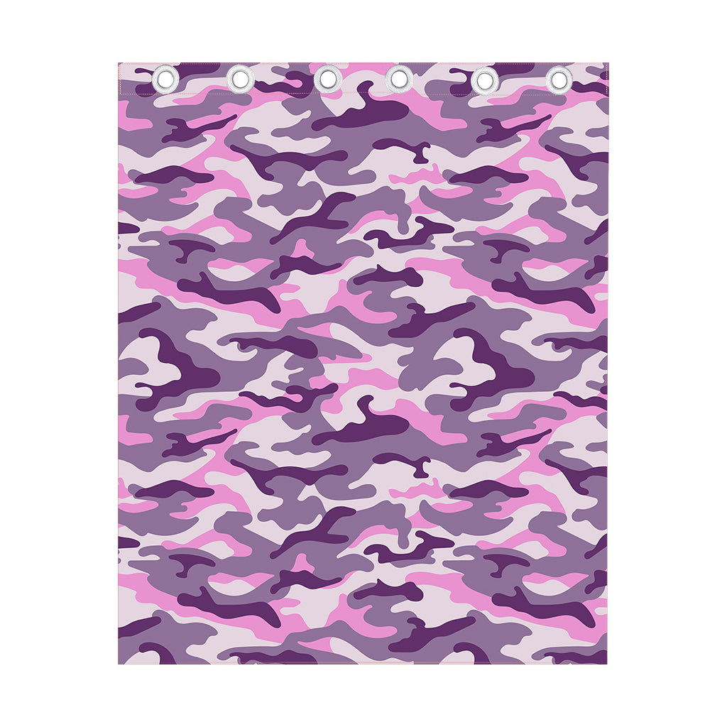 Pink Purple And Grey Camouflage Print Curtain
