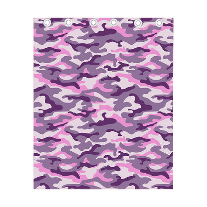 Pink Purple And Grey Camouflage Print Curtain