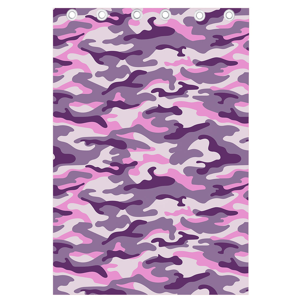 Pink Purple And Grey Camouflage Print Curtain