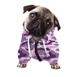 Pink Purple And Grey Camouflage Print Dog Zip Up Hoodie