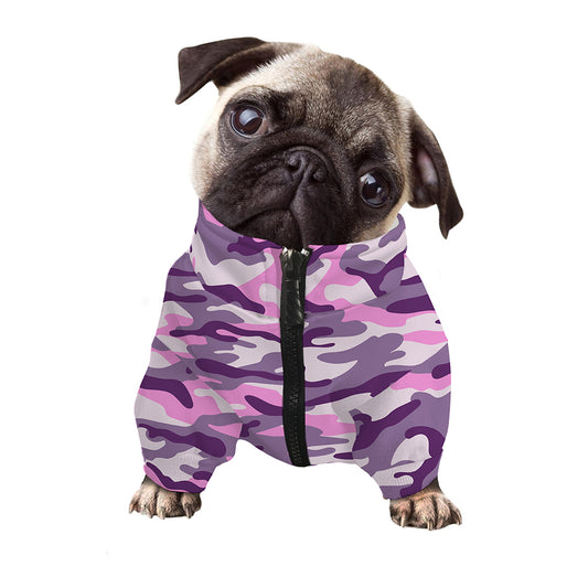 Pink Purple And Grey Camouflage Print Dog Zip Up Jacket