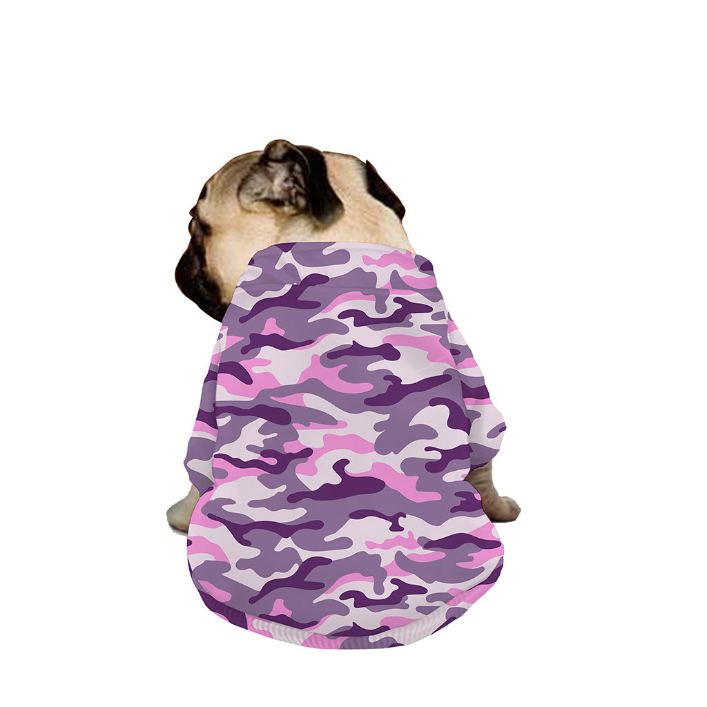 Pink Purple And Grey Camouflage Print Dog Zip Up Jacket