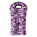 Pink Purple And Grey Camouflage Print Double Neoprene Wine Tote
