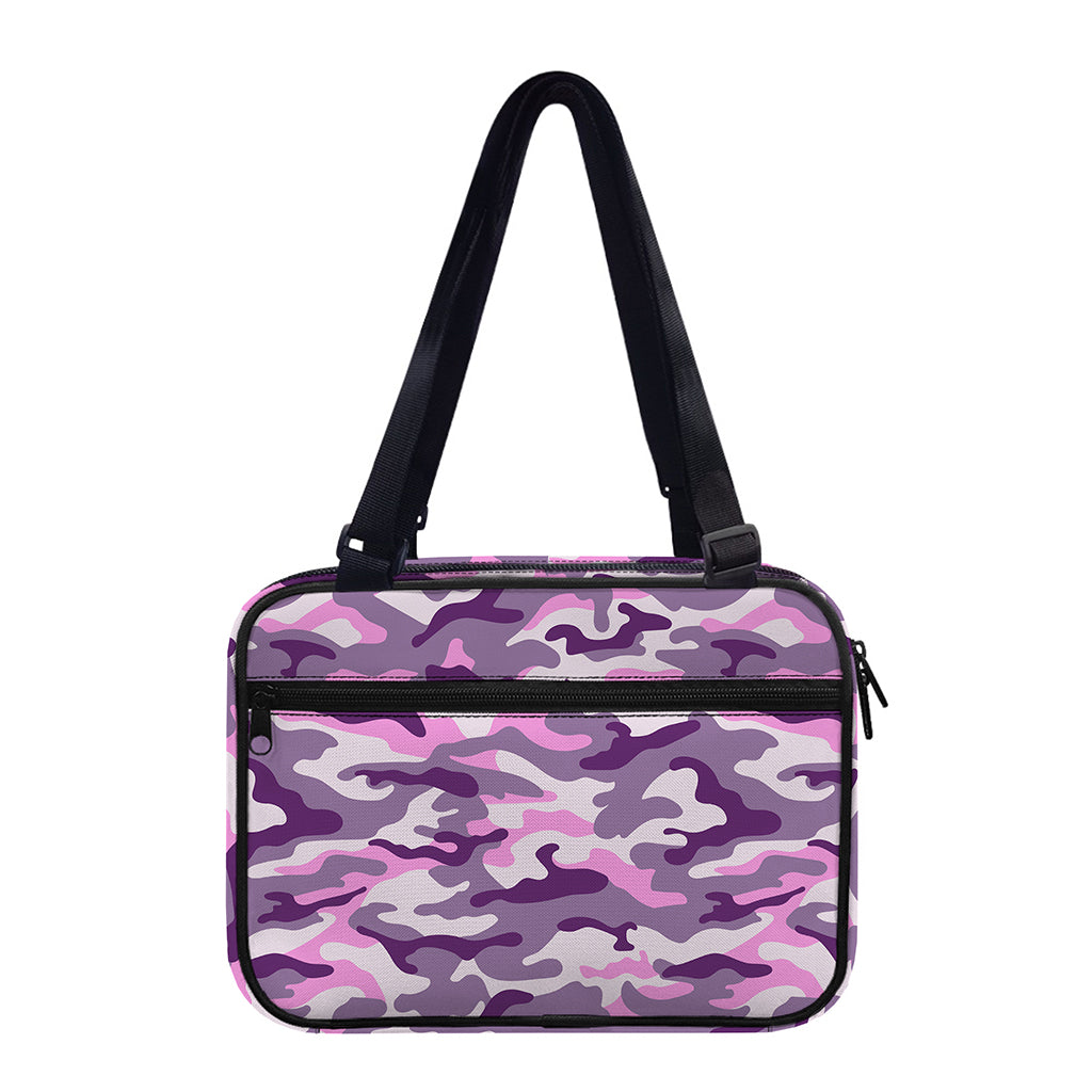 Pink Purple And Grey Camouflage Print Double Strap Bible Bag