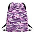 Pink Purple And Grey Camouflage Print Drawstring Backpack