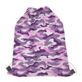 Pink Purple And Grey Camouflage Print Drawstring Bag