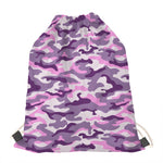 Pink Purple And Grey Camouflage Print Drawstring Bag