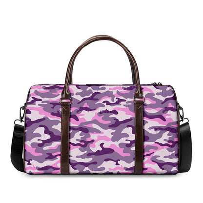 Pink Purple And Grey Camouflage Print Duffle Bag