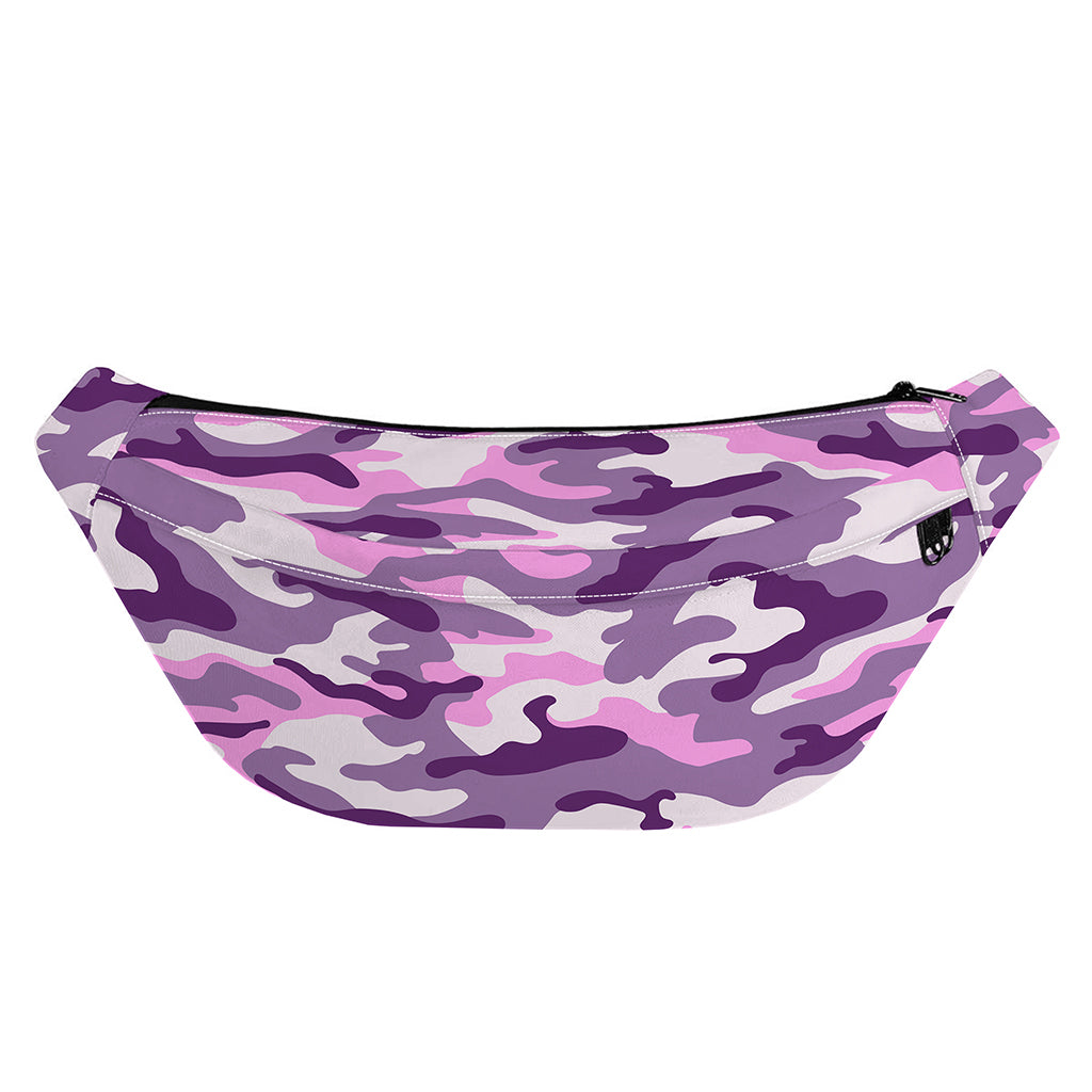 Pink Purple And Grey Camouflage Print Fanny Pack