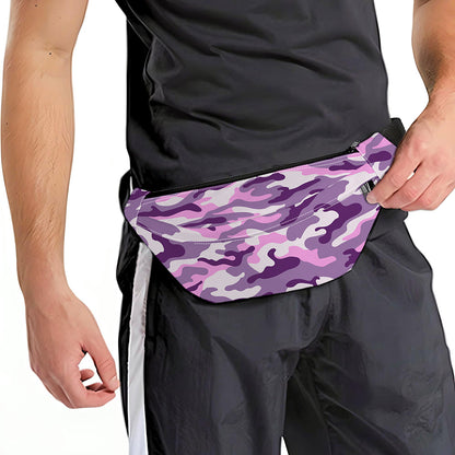 Pink Purple And Grey Camouflage Print Fanny Pack