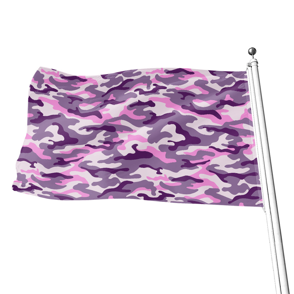 Pink Purple And Grey Camouflage Print Flag